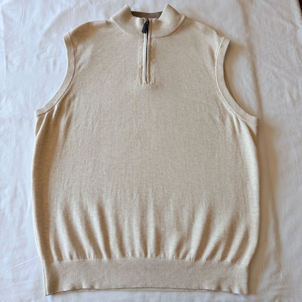 Daniel Cremieux Signature Collection Sweater Vest Mens L Tan Supima Cotton